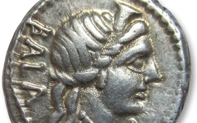 Roman Republic. C. Allius Bala, 92 BC. Silver Denarius,Rome mint - biga of stags, rare/scarce bow & quiver control symbol instead of usual grasshopper