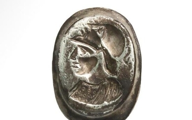 Roman Silver Ring with Head of Minerva