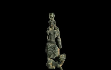 Romano-Egyptian Goddess Statuette Standing on Lion