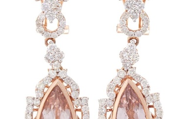 Rose Gold, Morganite and Diamond Earrings