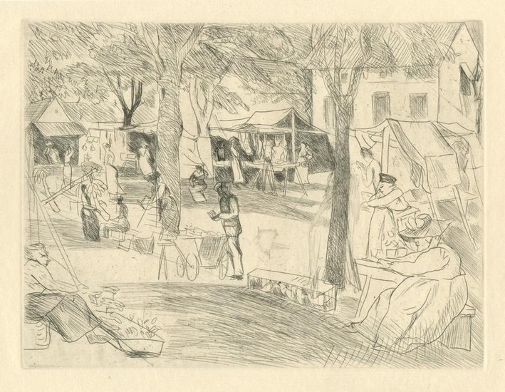 Rudolf Grossmann "Jahrmarkt" original etching