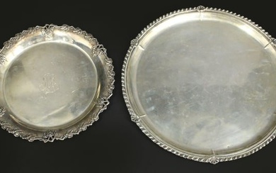 SILVER. (2) Round .813 and .900 Silver Trays.