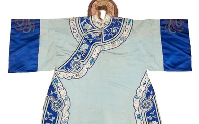 SKY-BLUE-GROUND SILK EMBROIDERED LADY'S JACKET