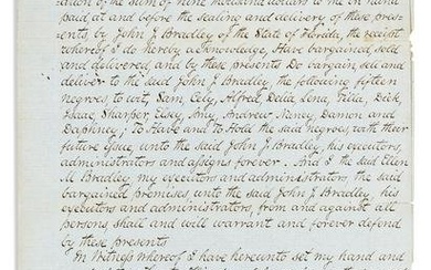 (SLAVERY & ABOLITION.) Pair of deeds for 20 enslaved people sold from South Carolina to Florida.