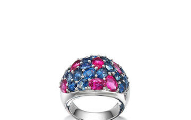 Sapphire and Rubellite Ring