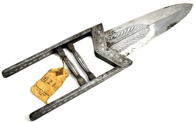 Scarce 19th C. Silver Inlaid Mughal Indian SCISSOR KATAR Push Dagger.