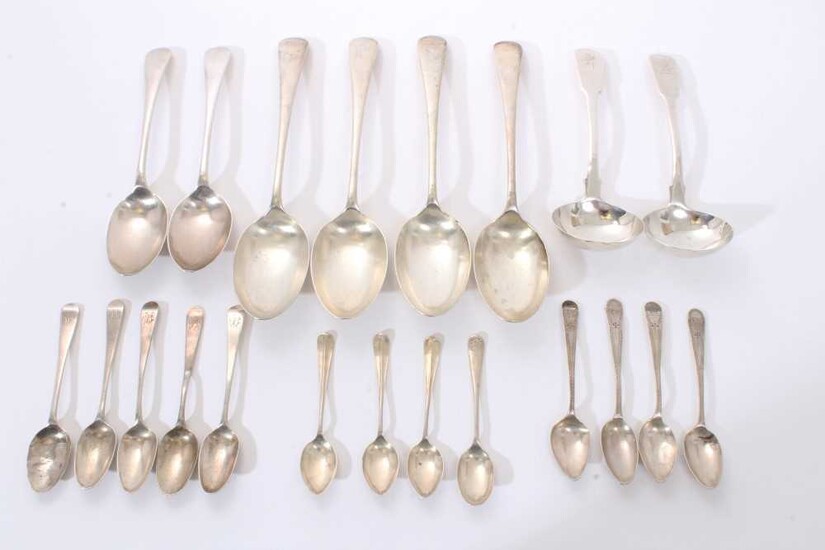 Selection of miscellaneous Georgian and later silver flatware.
