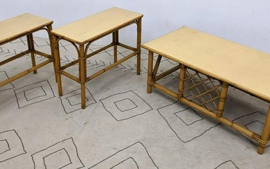 Set 3 WARD WICKER WARE Tables. Coffee Cocktail Table an