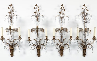 Set of 4 early 20th Century Gilt Brass Sconces