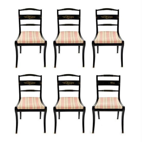 Set of 6 Early American Hitchcock Style Dining Chairs
