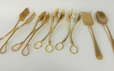Set of (6) Gold Metal Serving Utensils