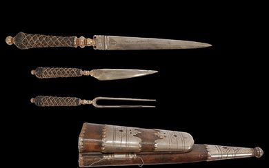 Set of French hunting cutlery from the 18th century.