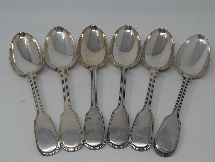 Set of Six Heavy Gauge William IV Silver Tablespoons: Each M...