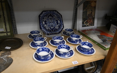 Set of Spoke Tea Cups and Saucers and a Plate.