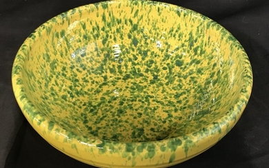 Set of Two Yellow and Green Speckled Bowls