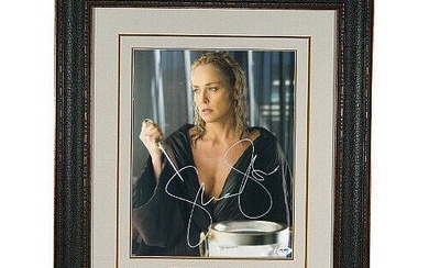 Sharon Stone signed Basic Instinct 2 11x14 Photo Leather Framed- PSA HOLOGRAM