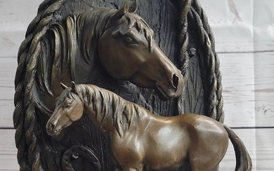 Signed Original Loving Horses Bronze Sculpture - 13" x 8.5"