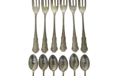 Silver Flatware Cutlery, 12pcs, Germany, Circa 1900.
