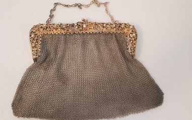 Silver mesh purse - .800 silver - Europe - Late 19th century