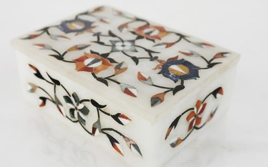 Small Pietra Dura Inlaid Marble Box