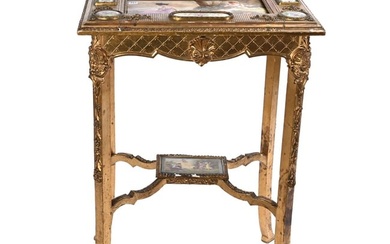 Small Vanity Table With Inlaid Porcelain Plaque