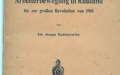 Sonja Rabinowitz “Zur Entwicklung Arbeiterbewegung in Russland bis zur grossen Revolution von 1905”, 1914, German