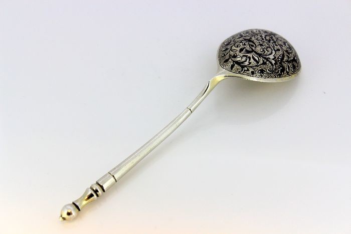 Spoon - .875 (84 Zolotniki) silver, niello - assayer probably Aleksandr Nikolayevich Krollau - Vilnius - Russia - 1893-1917
