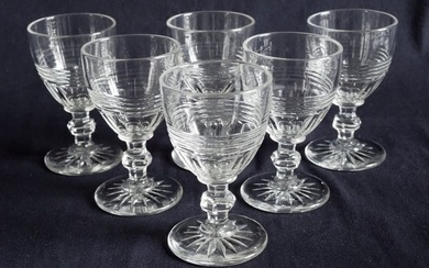 St. Louis - 6 wine glasses, 1840 period - 11.1cm - Crystal