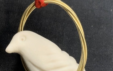 Stamped Ceramic Bird Pendant Necklace