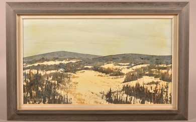 Stanley Hallett Winter Landscape Oil Painting.