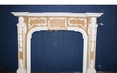 Statuary marble fireplace with jasper inlay and hand carved ...