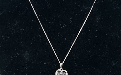 Sterling Silver Necklace with Heart Pendant ft. Diamonds