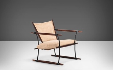 Stokke Lounge Chair by Jens H. Quistgaard for Nissen Langaa Restored in Suede Leather on a Rosewood
