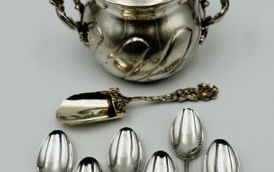 Sugar bowl (8) - cucchiaini da zucchero - .800 silver