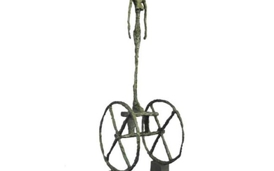 Surrealist Woman & Chariot Bronze Sculpture