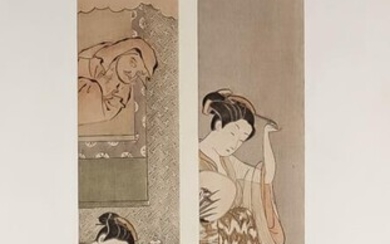 Suzuki Harunobu (1724/25-1770) - Pair of woodcuts in colours...