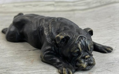 Sweet Bulldog Puppy Bronze Sculpture