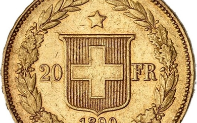 Switzerland - 20 Francs 1890-B Helvetia - Gold