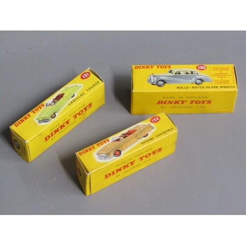 THREE BOXED DINKY TOY CARS - CADILLAC TOURER, ROLLS ROYCE S...