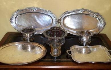 THREE LARGE 19TH CENTURY OLD SHEFFIELD PLATED TABLE