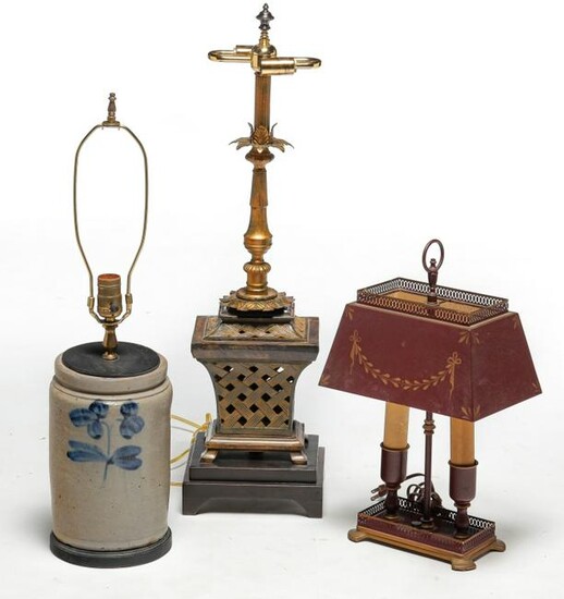 THREE TABLE LAMPS.
