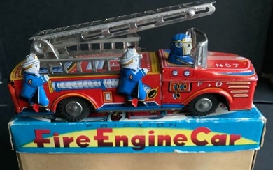 TIN FRICTION FIRE ENGINE VEHICLE WITH ORIG BOX MADE IN JAPAN