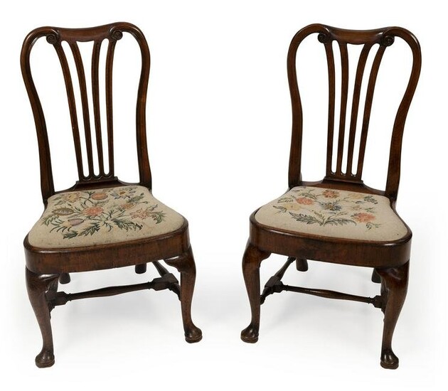 TWO NEAR-MATCHING GEORGIAN SIDE CHAIRS Mid-18th Century