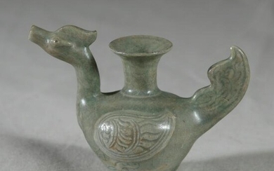 Thai/Kmer Celadon Pouring Vessel in Bird Form, Probably