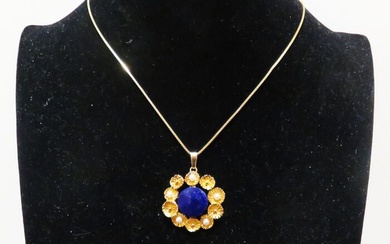 Theodor Fahrner - 14 kt. Yellow gold - Pendant Lapis lazuli - beads