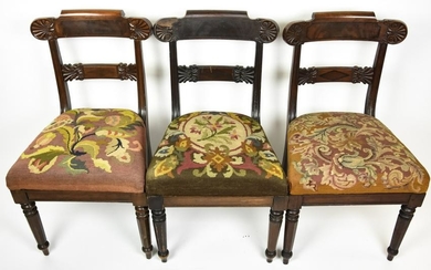 Three Antique 19th C Empire Style Side Chairs
