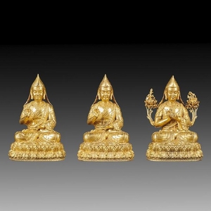 Three Chinese Qing Dynasty Tibetan Bronze Buddhas