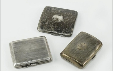 Three English Silver Cigarette Cases.