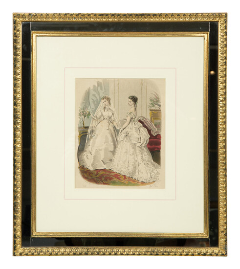 Three Framed Victorian Hand Colored Fashion Engravings