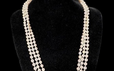 Three Strand Cultured Pearl Necklace and Earrings